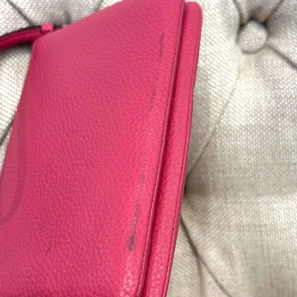 Coach Double Corner Zip Leather Wristlet F87590 Bright Fuchsia Pink Pre-Own - Picture 3 of 6